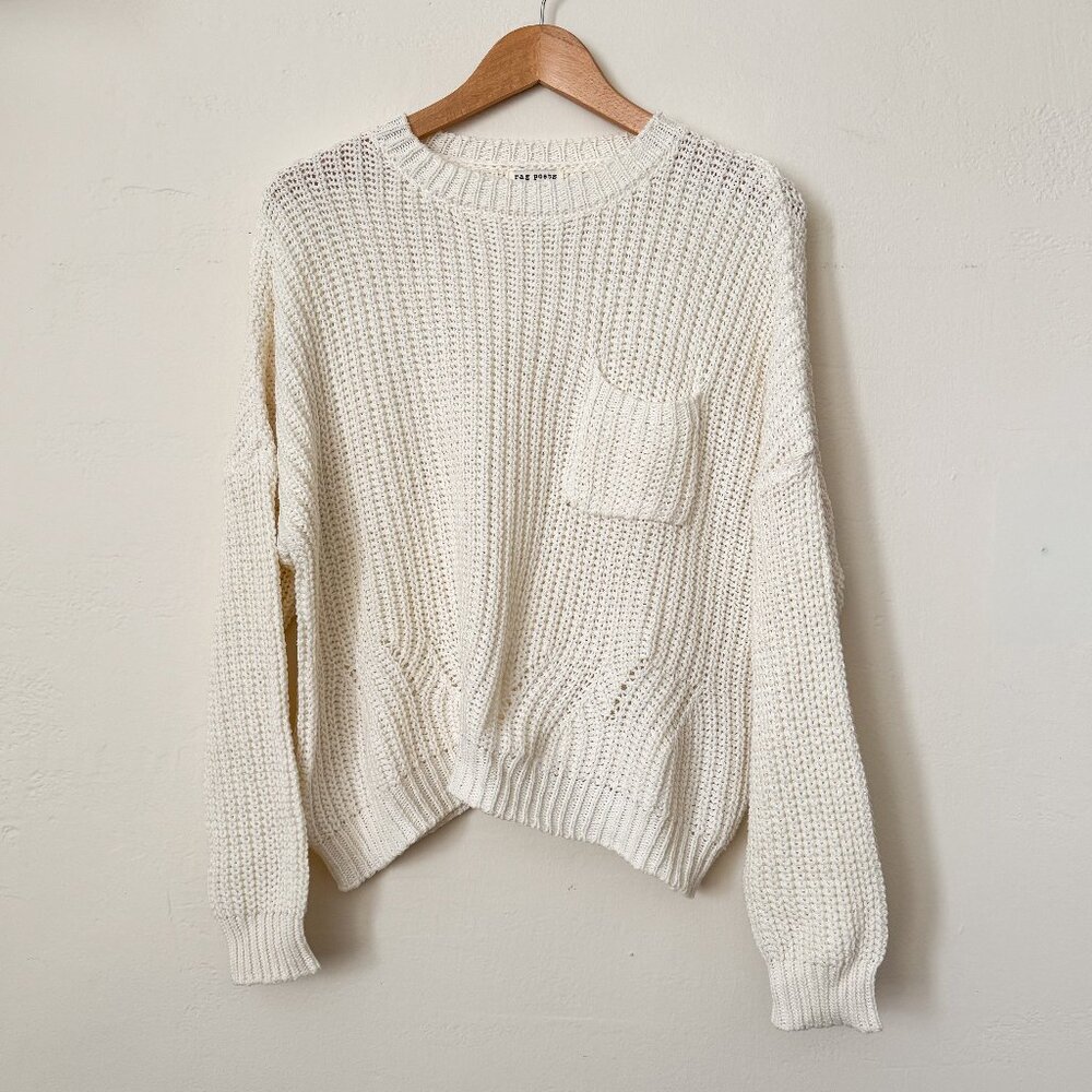 Cropped Knit Crewneck Sweater Ivory Med